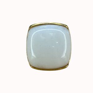 Gold Tone White Moonstone Statement Ring Size 7